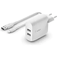 Belkin BoostCharge Dual USB-A Netzladegerät 24W + Lightning-Kabel weiß (WCD001vf1MWH)