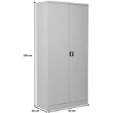 PROREGAL Stahlschrank BEE mit 5 lackierten Fachböden | HxBxT 195x92x60cm | Grau-Grau | Werkstattschrank Werkzeugschrank Aktenschrank Universalschrank