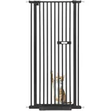 Schutzgitter für Haustiere Extra Hoch Haustiergitter Extra Hoch mit Türschutzgitter Treppenschutzgitter Ohne Bohren Automatischer Türschließung für Absperrung von Katzen, Hunden, 150CM
