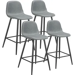 TecTake GmbH Thekenstuhl Willow mit Rückenlehne, gepolstert   4er Set