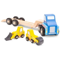 New Classic Toys® Spielzeug-Krankenwagen Autotransporter aus Holz mit Radlader Walze Abschleppwagen Transporter