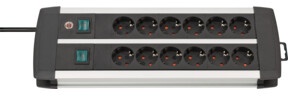 Brennenstuhl Premium-Alu-Line Technik Steckdosenleiste 12-fach Duo schwarz 3m H05VV-F 3G1,5 6-fach schaltbare Steckdosen