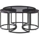 [en.casa] Couchtisch 2er Set Kokkola Rauchglas/Marmoroptik, schwarz