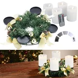 Britesta Adventskranz mit goldfarbenem Schmuck, inkl. LED-Kerzen in weiß