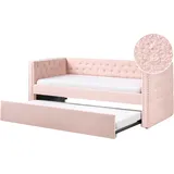 Beliani Ausziehbett GASSIN 90 x 200 cm Holz Textil rosa