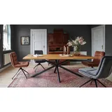 Bodahl Esstisch Palermo, mit Baumkante, gekreuztes Gestell, Eiche massiv beige 240 cm x 76 cm x 100 cm