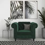 dorel home Chesterfield-Sessel Felix Veloursstoff 111 x 83 x 87 cm Dunkelgrün mit Rückenlehne 3-fach verstellbar