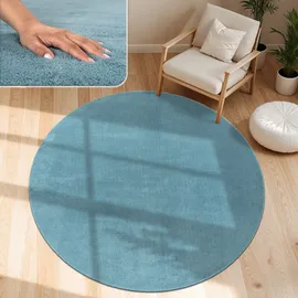 Paco Home Kuscheliger Teppich Türkis Ø 80 cm