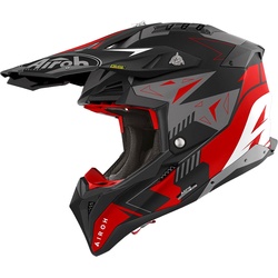 Airoh Aviator 3 Spin, Motocrosshelm - Matt Schwarz/Rot/Grau - S