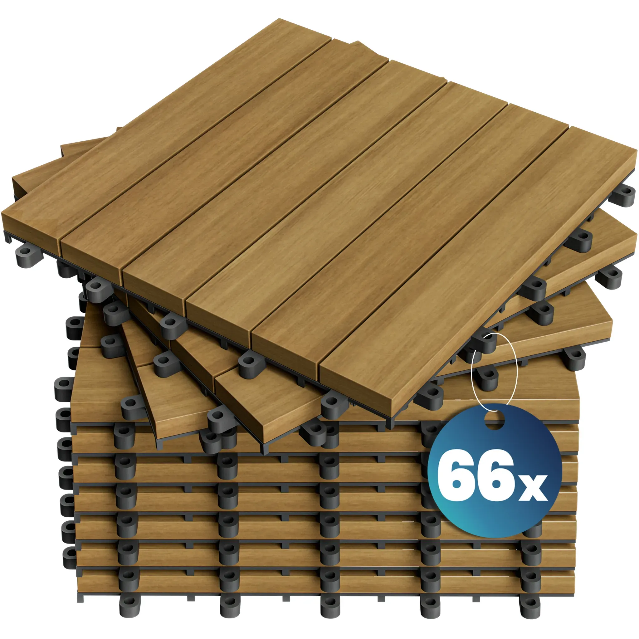 Holzfliese Eukalyptus 66er-Set 30x30cm