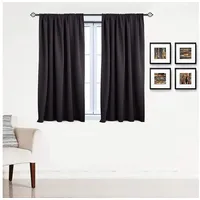 Woltu 2er Set Gardine Blickdicht, 250 g/m2, Mit Kräuselband Anthrazit 135x175 cm,