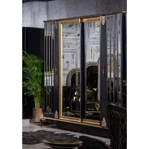 Casa Padrino Kleiderschrank 4-türig 261,6 x 224,3 x 70 cm Schwarz/Gold