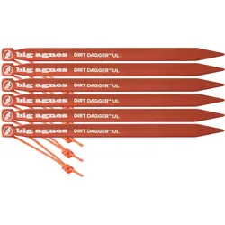 Big Agnes Dirt Dagger UL 7.5” Tent Stakes: Pack of 6 orange