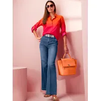 Heine Baumwollbluse in orange-pink-bedruckt | Gr.: 42