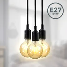 B.K.Licht Pendelleuchte Retro 3-flg. 60 cm schwarz