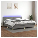 vidaXL Boxspringbett mit Matratze & LED Dunkelgrau 200x200 cm Stoff