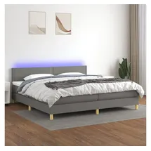 vidaXL Boxspringbett mit Matratze & LED Dunkelgrau 200x200 cm Stoff