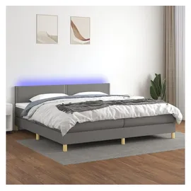 vidaXL Boxspringbett mit Matratze & LED Dunkelgrau 200x200 cm Stoff