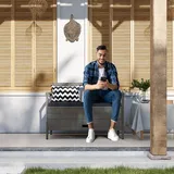 2-sitzer-gartenbank – 160 L Stauraum – Pe-rattan – Inkl. Kissen & 2 Kissen – 112 X 62 X 82 Cm – Grau