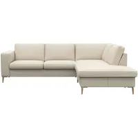 FLEXLUX Ecksofa »Fiore, L-Form«, breite Armlehnen, Füße Alu/Eiche, B/T 241/225 cm, Kaltschaum im Sitz weiß