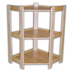Holzregal Massivholz Eckregal 70 x 70 x 89 cm, 3 Fachböden - Kastanie - Fachbodenmaterial: Holzböden