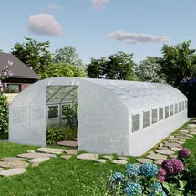 TOOLPORT Foliengewächshaus Gewächshaus 4x10m stabil & langlebig mit Fenster - reißfeste PE Plane 180g/m2 weiß transparent