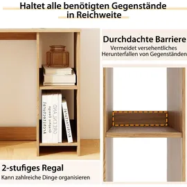 Costway Kleiner Schreibtisch, Computertisch mit 2 Fächern, PC-Tisch, Bürotisch für kleine Räume, 80 x 40 x 74 cm, Natur
