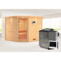 KARIBU Sauna Leona mit Bio-Ofen externe Strg modern, aus