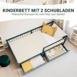 Homestyle4u Kinderbett 90 x 200 cm Kiefer massiv lackiert Grün