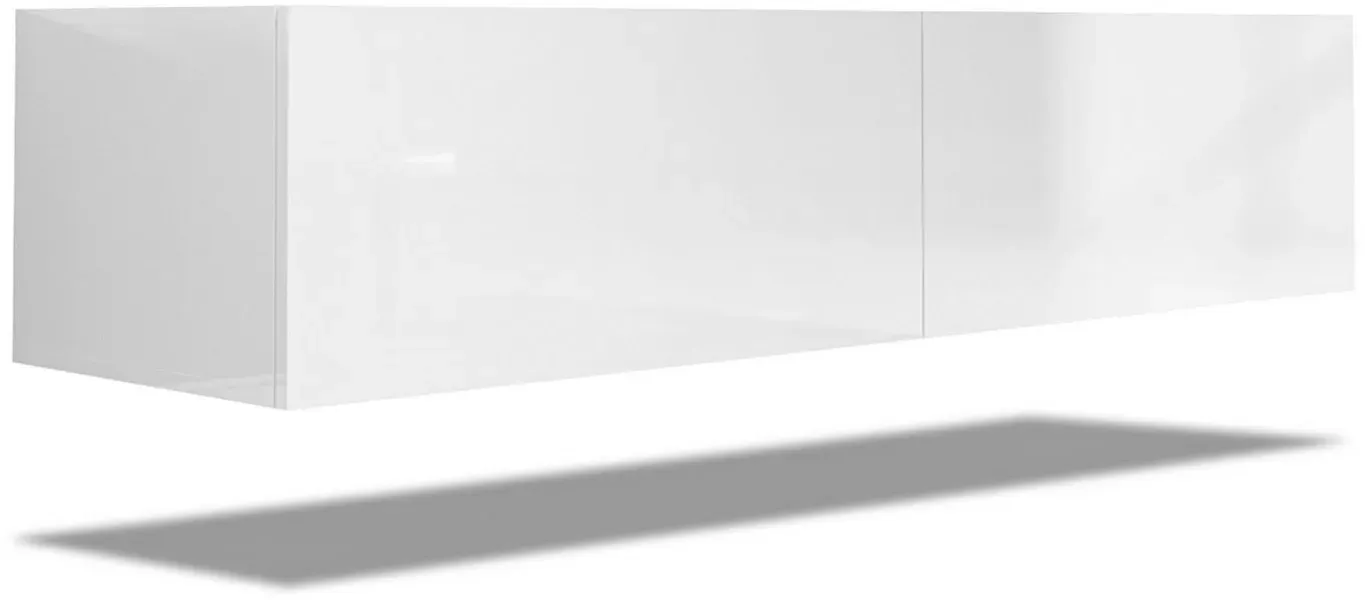 SONNI TV-Schrank TV Lowboard hängend Weiß Hochglanz 140x40x30cm Modern mit Klapptür, TV Schrank, stehend und hängend weiß