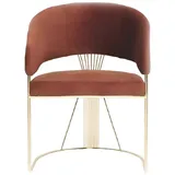 Xlmoebel Loungesessel Ein Esszimmerstuhl aus Leder und Edelstahl (1-St., Stuhl), Hergestellt in Europa braun