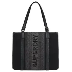 Superdry für Damen. W9110401A City-Tragetasche aus Raffiabast schwarz (OSFA), Lässig, Papier