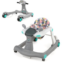 DREAMADE 2 in 1 Lauflernhilfe mit Musik & Licht, Baby Walker Höhenverstellbar & Klappbar, Gehfrei Lauflernwagen Baby ab 6 Monaten (Grau)