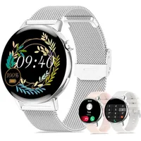 Iaret Damen Smartwatch rund 1.32 Zoll mit Anruffunktion, Herzfrequenz, Schlaf- & Aktivitätstracker, 20+ Sportmodi, IP67 wasserdicht - Silber/Gold/Schwarz/Rosa