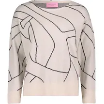 Betty Barclay Damen Strickpullover mit Jacquard Patch Beige/Grey,46 - 46