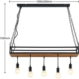 LINDBY Kirista 5-flg. dimmbar 100 cm vintage schwarz