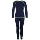 TROLLKIDS Kinder Merino schnelltrocknendes Funktionsunterwäsche Set, Marineblau/Vipergrün, Größe 128 - 128