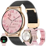 3,35 cm AMOLED-Smartwatch für Damen, Smart-Fitness-Uhr Anrufintegration, mehrere Sportmodi, kabellose Anruf-Smartwatch für Android und iPhone - Schwarz