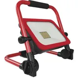 EMOS - LED Akku-Strahler ACCO, 50 W - wasserdicht IP54 - tragbarer Baustrahler, dimmbare Helligkeit 4950 lm, Kaltweiß 6500 K - 12 h Betriebszeit, 15000 mAh-Akku, Powerbank - rot/schwarz