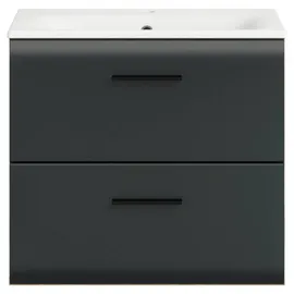 xonox.home Waschtisch mit Waschbecken Ice Nox Oak Nachbildung schwarz matt B/H/T: ca. 60x55x46 cm – Schwarz