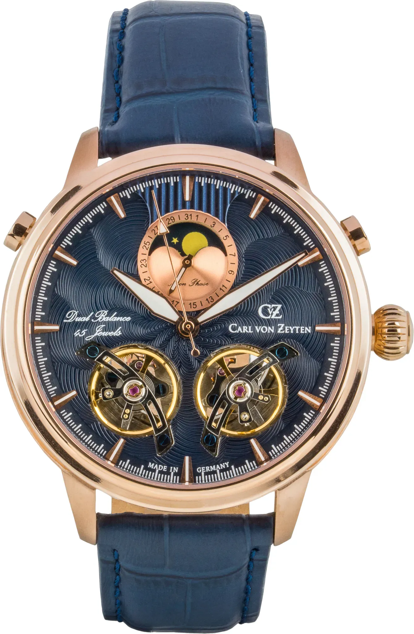 Automatikuhr CARL VON ZEYTEN "Durbach" Armbanduhren blau Herren Uhren Armbanduhr, mechanische Uhr, Herrenuhr, Datum, Made in Germany