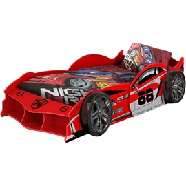 Vipack Spielbett Max 90 x 200 cm MDF glänzend rot Rennwagen