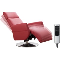 Cavadore TV-Sessel Cobra / Fernsehsessel mit 2 E-Motoren und Akku / Relaxfunktion, Liegefunktion / Ergonomie S / 71 x 108 x 82 / Echtleder Rot
