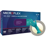 Ansell Microflex 93-260 Einmalhandschuh für Chemikalienschutz, Patentierte Formulierung, Herausragenden Schutz, Anatomische Passform, Verlängerte Stulpe, Grün, Größe XL (50 Handschuhe)