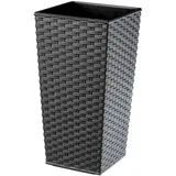 KADAX Rattan Blumentopf, mit Einlage, Pflanzkübel, 19 cm, Graphit
