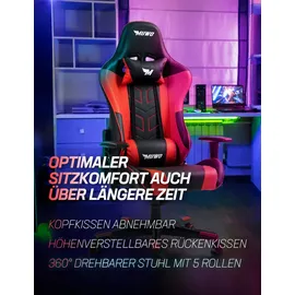 muwo "DEV1L" E-Sports Gamingstuhl rot-Größe:Einheitsgröße