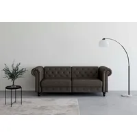 Dorel Home 3-Sitzer Felix, Schlafsofa 236 cm, (Liegefläche 108x190cm), Rückenlehne, 3-fach verstellbar, Velours, Kunstleder, Luxus-Microfaser Vintage grau