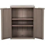 Keketa Gartenschrank Spindschrank Multifunktionsschrank mit 2 Ablagen Terrassenschrank Balkonschrank für innen und außen Braun 65x45x88 cm Rattan-Optik