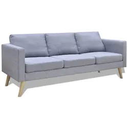 Sofa 3-Sitzer Stoff Hellgrau