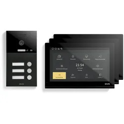 GVS - 3-Familienhaus IP Video Türsprechanlage AVS5515U - Mit 3x10 Zoll Monitor, App, HD-Kamera & Türöffner Funktion